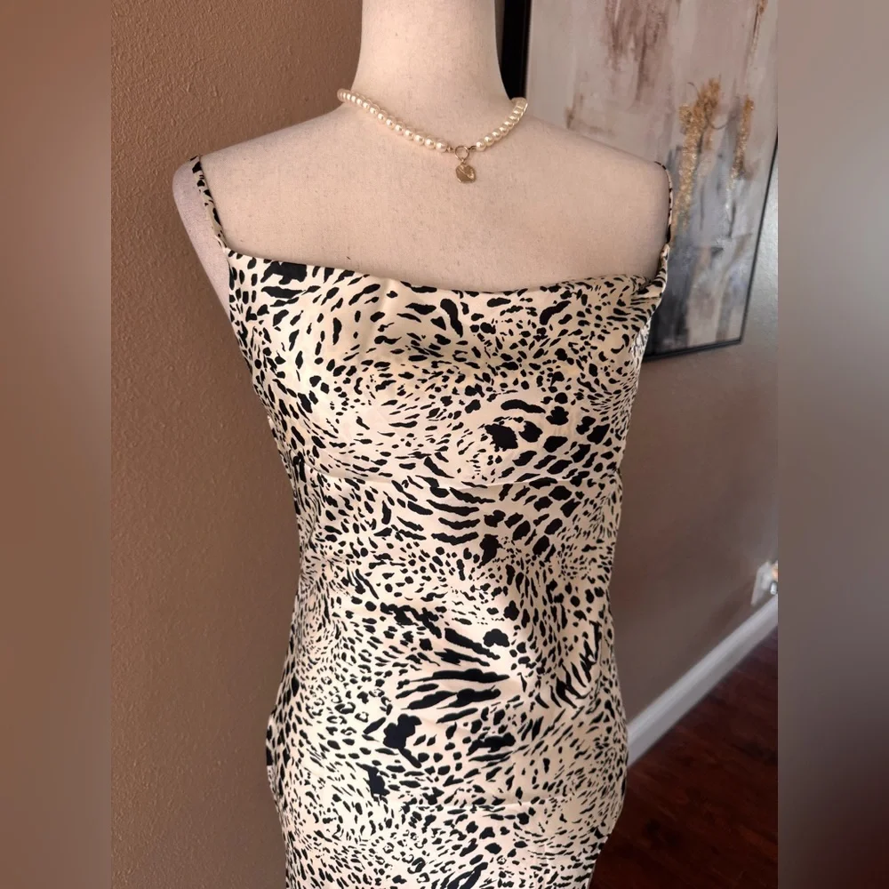 Elegant Spaghetti Strap Animal Print Mini Dress - Picture 8 of 8
